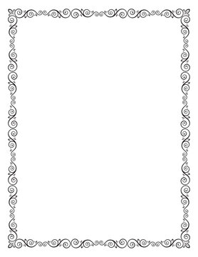 Decorative frame with swirls and leaves. Letter page format.