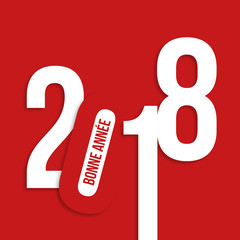 2018 - carte de vœux - design - entreprise - carré - graphique - vœux - année - rouge - bonne année