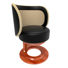 3d rendering of a black leather chair with beige insets isolated on a white background