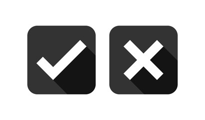 Check box list icons set, black isolated on white background, vector illustration.