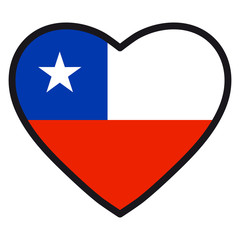 Flag of Chile in the shape of Heart with contrasting contour, symbol of love for his country, patriotism, icon for Independence Day.