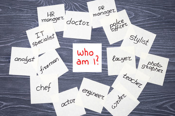 Stickers with different professions and inscription 