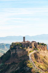 Fototapeta na wymiar Beautiful panoramic view of the famous Civita di Bagnoregio, Lazio, Italy