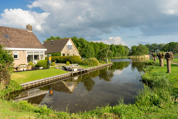 Fototapeta na wymiar House in Zwartsluis, in the Weerribben-Wieden National Park, Netherlands