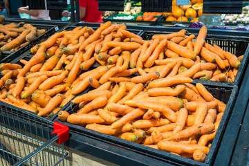 carrot on the counter in the store