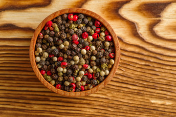 colored pepper on the table top