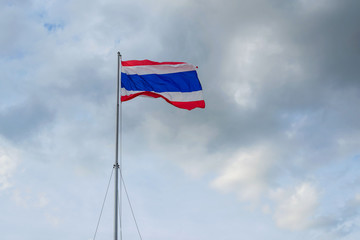Thai flag with clouds background