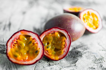 slice ripe passion fruit