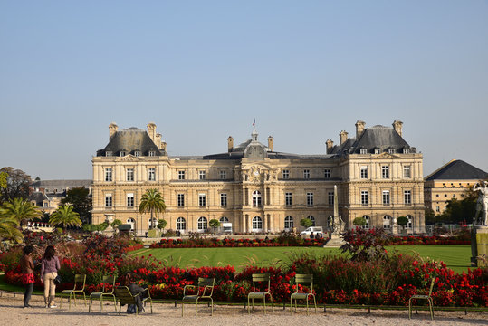 Palais et jardin du Luxembourg en automne à Paris, France