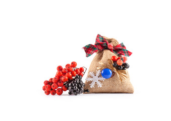 Red and black berry isolated on white