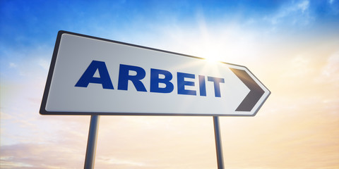 Straßenschild in Gegenlicht - Arbeit