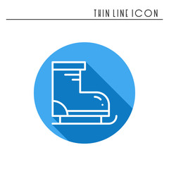 Figure skates thin line icon. Outline sport decorated pictogram. Winter element. Vector simple flat linear ice skates design. Logo illustration. Figure skating symbol.