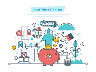 Investment strategy. Financial long term investment plan. Marketing, banking, growth.