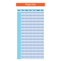 Ramadan Calendar Schedule - Fasting, Iftar and Prayer time table Guide. Translation: Holy Ramadan. Morning, Sunrise, Noon, Afternoon, Evening, Night