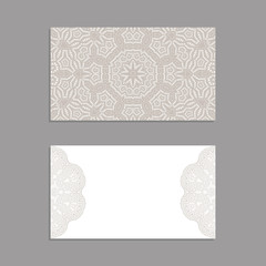 Templates for greeting and business cards, brochures, covers with floral motifs. Oriental  lace  pattern. Mandala. Invitation, save the date, RSVP.  Arabic, Islamic, asian, indian, african motifs.