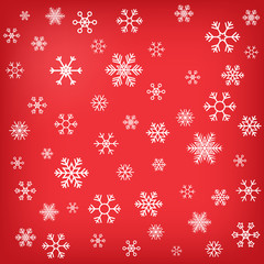 Snowflake icons on red paper background for gift warp design. vector illustration.