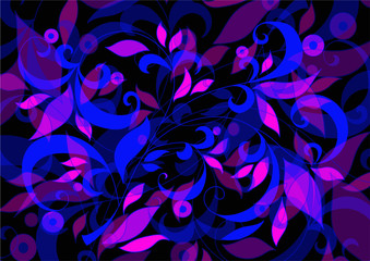 purple and blue leaves ornament for wallpaper