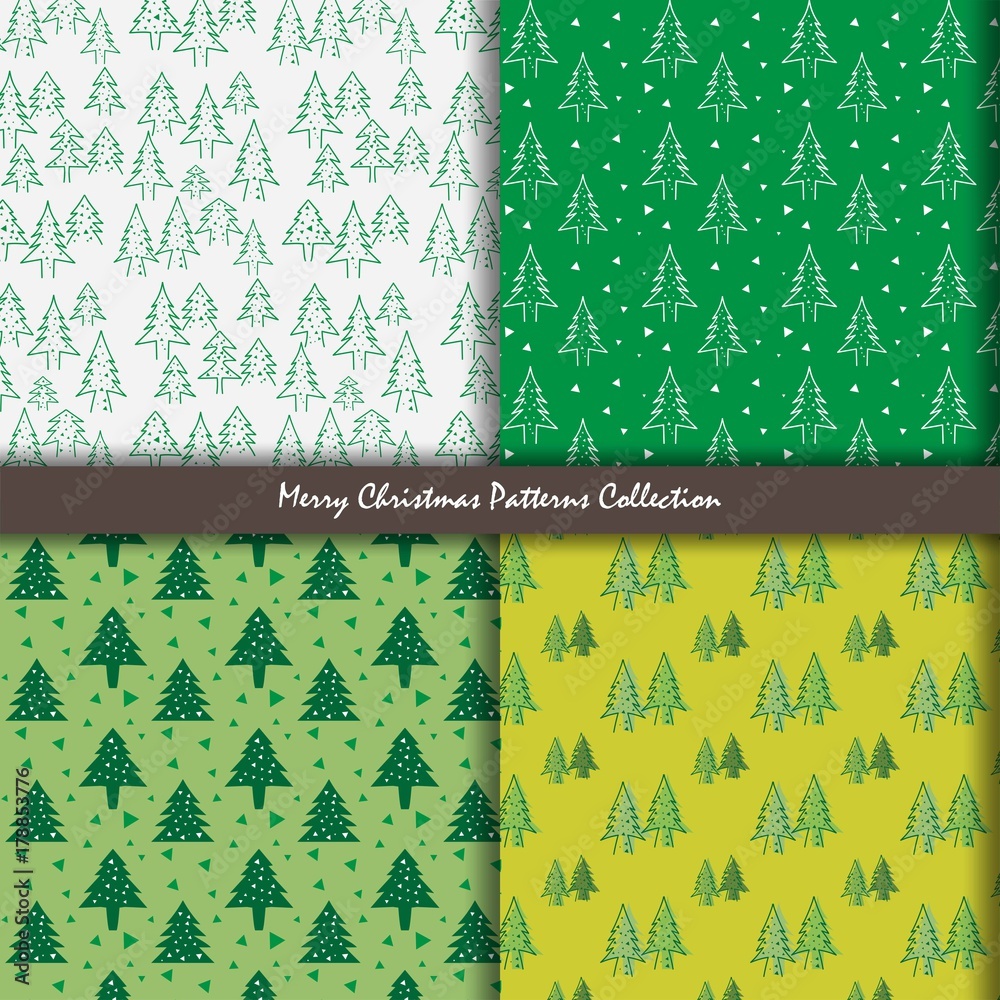 Poster seamless pattern with christmas tree for winter holidays design background. vector illustration.