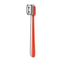 manual toothbrush tool in watercolor silhouette