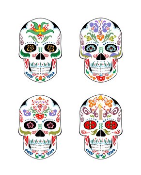 Set of vintage mexican skull