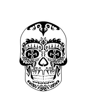 Vintage black and white gothic skull