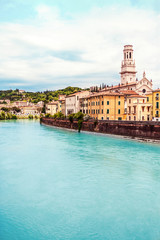 Verona. Veneto region.  City of Verona with river at sunny day. Italy.