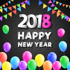 Happy New Year 2018 - poster with greeting. Vector.