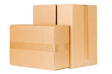 three carton boxes on white