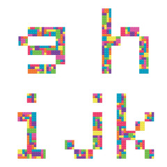 G, h, i, j, k alphabet lowercase letters from children building block icon set