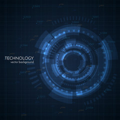 Abstract science vector background and shiny HUD shape.
