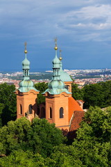 Fototapeta na wymiar Church of Saint Lawrence from Dientzenhofer, Prague, Czech Republic
