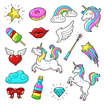 Fototapeta Unicorns icon set
