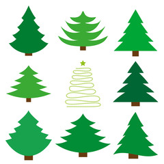 Fototapeta premium Christmas tree. A set of nine fir. Vector