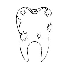 dirty tooth with root in monochrome blurred silhouette