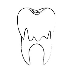 caries in the root of tooth in monochrome blurred silhouette