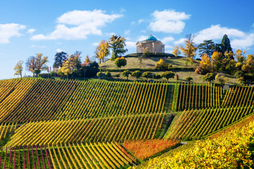 Stuttgart Germany scenic view of Rotenberg mausoleum and vineyards - obrazy, fototapety, plakaty