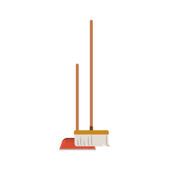 dustpan and broom in colorful silhouette