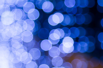 Christmas lights blue bokeh of background