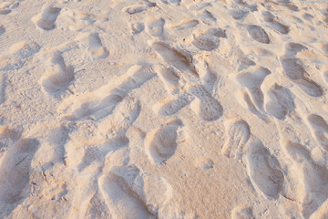 shoe print on sand at the beach