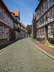 Fototapeta na wymiar Altstadt mit historischen Fachwerkhäusern, Hildesheim, Niedersachsen, Deutschland