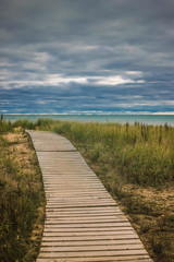 Boardwalk Leading to Lake Michigan Beach in Kewaunee, Wisconsin