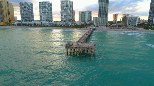 Aerial pull out fishing pier 4k 60p