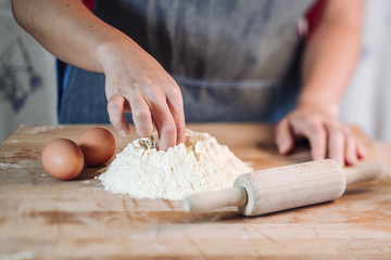 Traditional home made pasta making of