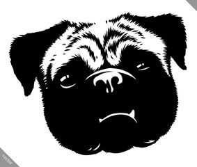 black and white linear paint draw dog vector illustration