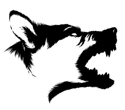 black and white linear paint draw dog illustration