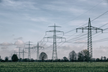 several power pylons in line