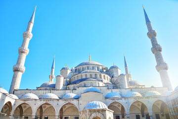 Fototapeta na wymiar Islam mosque background in a sunny weather