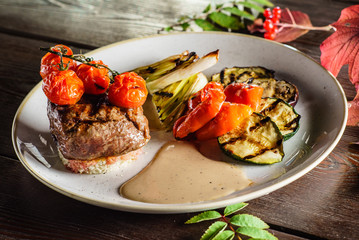 grilled meat with vegetables