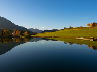 Lake in Via Natura, the hiking route in Styria. Austria, October 2017.