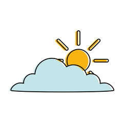 cloud silhouette with sun vector illustration design